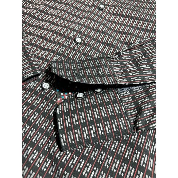 Robert Graham Cubist Classic Fit Cotton Blend Button-Up Shirt Black/Red Medium - Picture 10 of 11